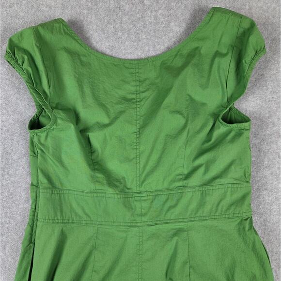 eShakti Dress Size 1X 16W Green Scallop Neck Cap Sleeves Side Zipper Pockets - Picture 9 of 16